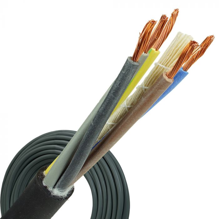 Kabel rubber 5G2.5mm² halogeenvrij zwart per meter - Ecowatts.be