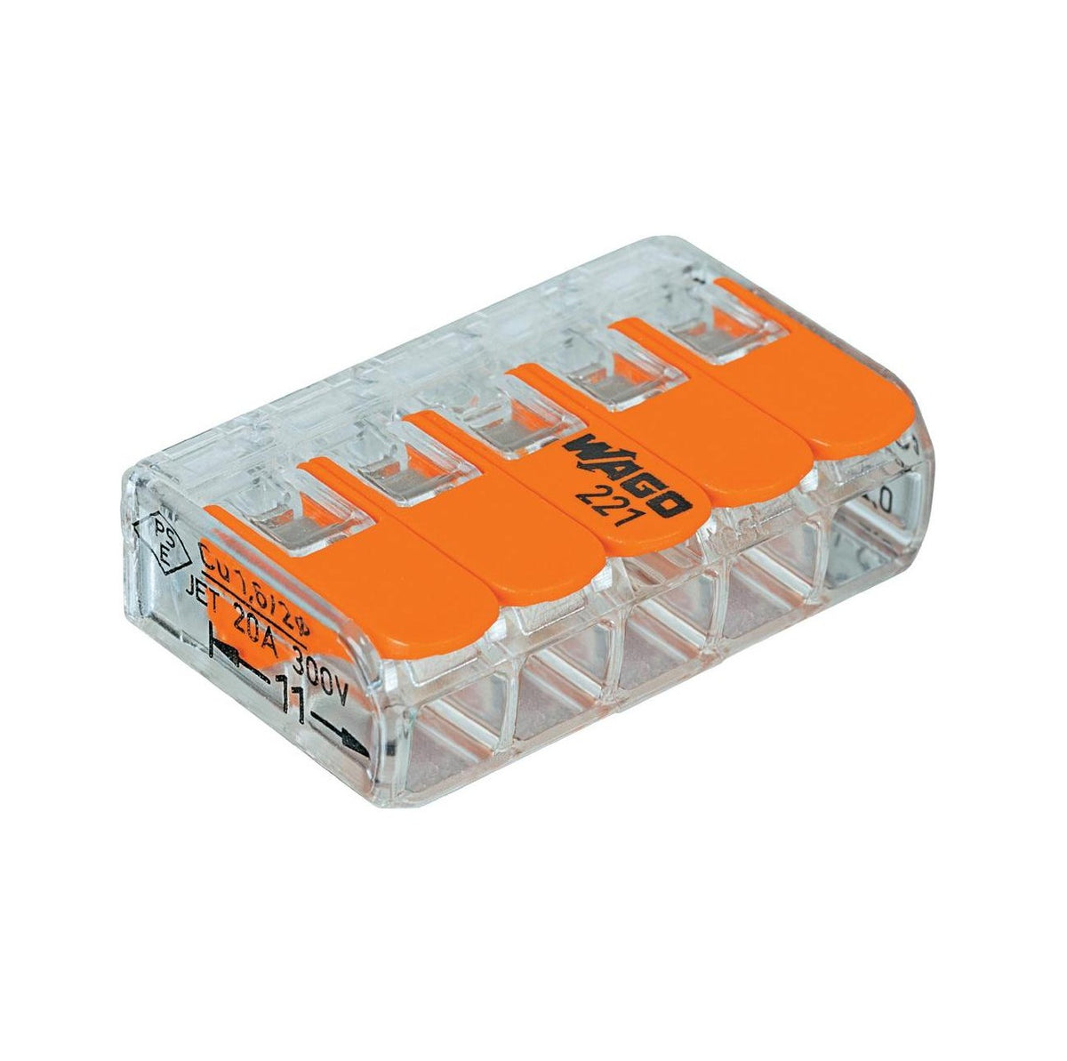 WAGO universal clamp for all types of conductors 5 x 0.2-4mm² - 25 pieces