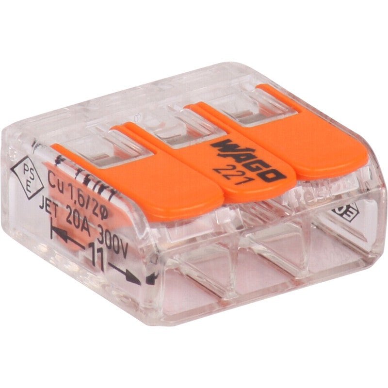 WAGO universele klem voor alle type geleiders 3 x 0,2 - 4mm² - 50 stuks - Ecowatts.be