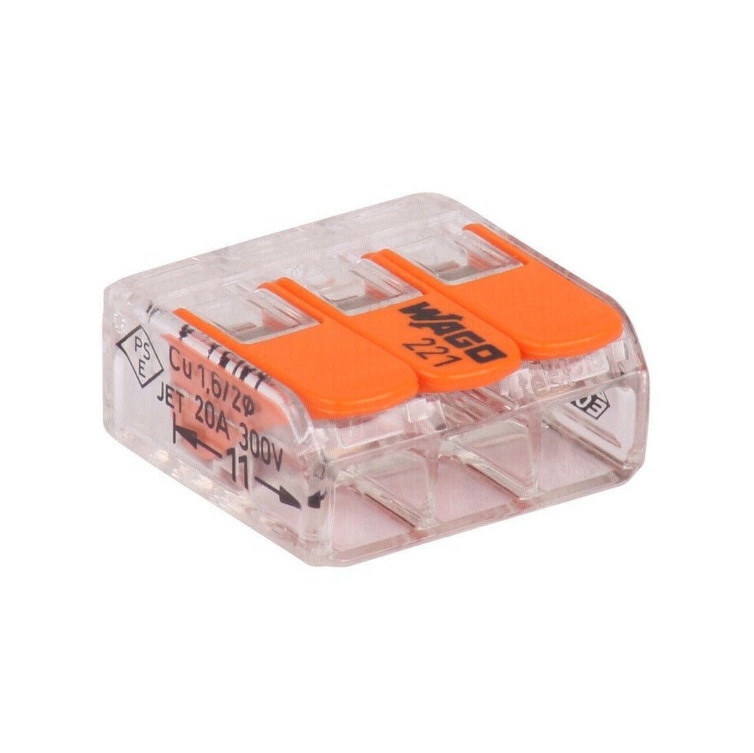 WAGO universele klem voor alle type geleiders 3 x 0,5 - 6mm² - 30 stuks - Ecowatts.be